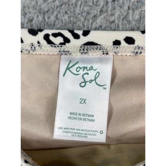 Kona Sol Swim Bottoms Womens 2X Multicolor Animal Print High Waist NWT - Picture 2 of 11